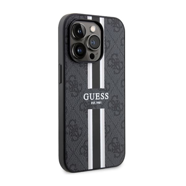Guess 4G Printed Stripes MagSafe - iPhone 14 Pro etui (sort)