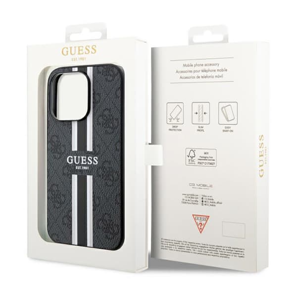 Guess 4G Printed Stripes MagSafe - iPhone 14 Pro etui (sort)