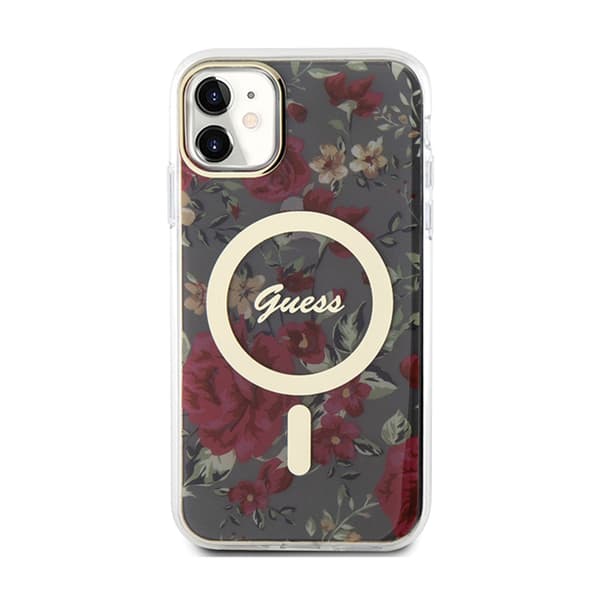 Guess Flower MagSafe - iPhone 11 -kotelo (vihreä)