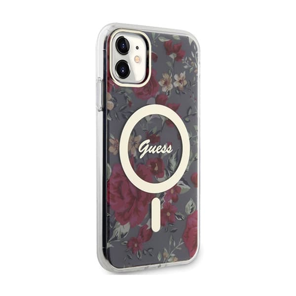 Guess Flower MagSafe - iPhone 11 -kotelo (vihreä)