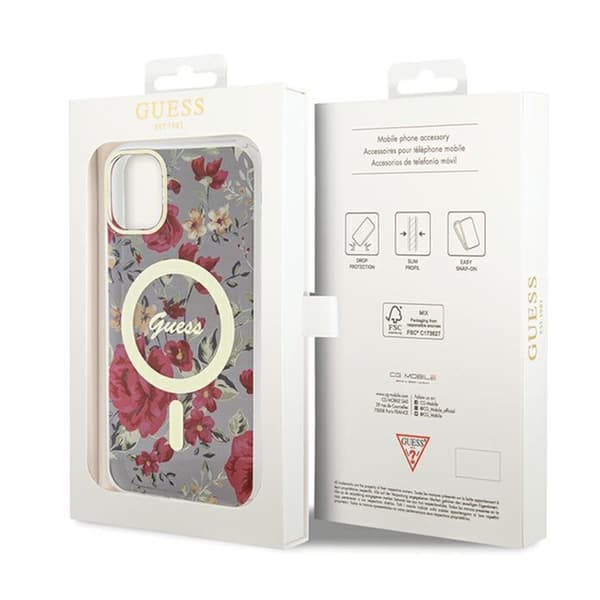 Guess Flower MagSafe - iPhone 11 -kotelo (vihreä)