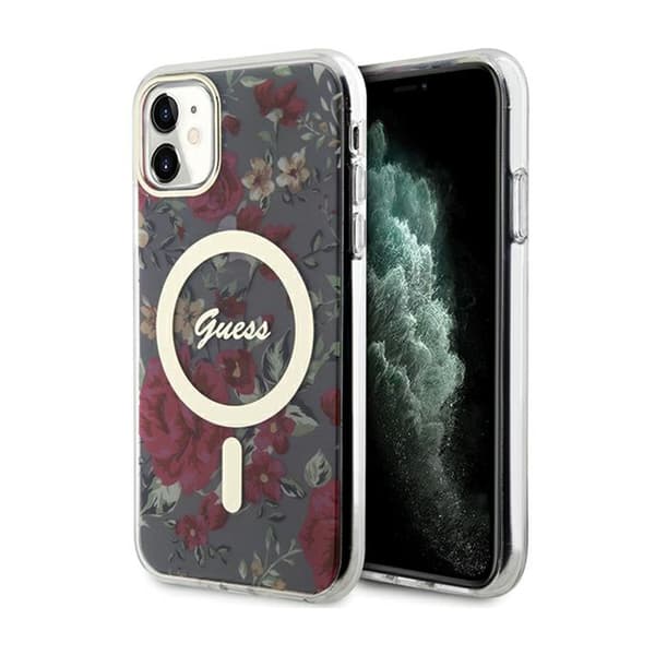 Guess Flower MagSafe - iPhone 11 -kotelo (vihreä)