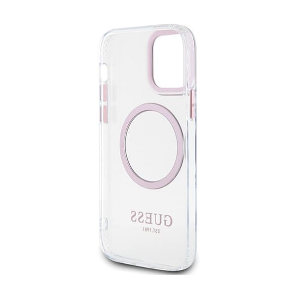 Guess Metal Outline MagSafe - iPhone 12 / iPhone 12 Pro-cover (Klar / Pink)