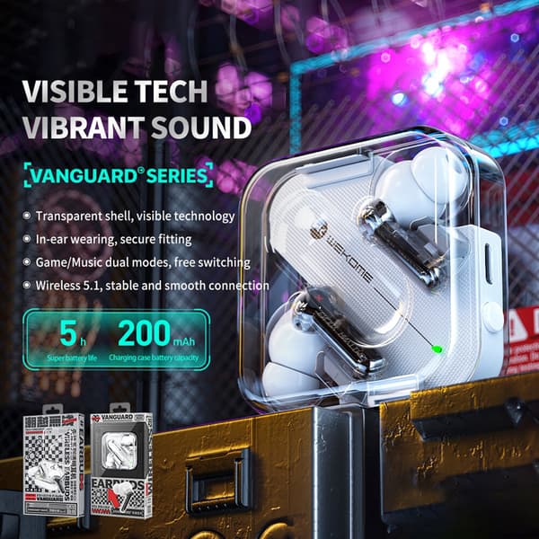 WEKOME V51 Vanguard Series - V5.1 TWS Trådløse Bluetooth-øretelefoner med opladningsetui (hvid)