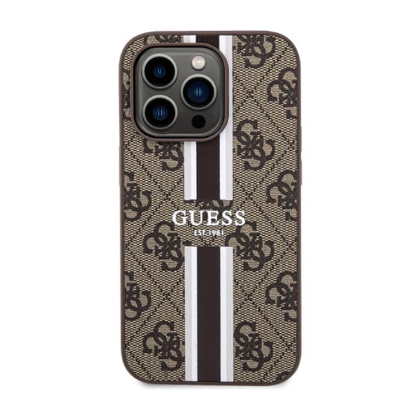 Guess 4G Printed Stripes MagSafe - iPhone 14 Pro etui (brun)