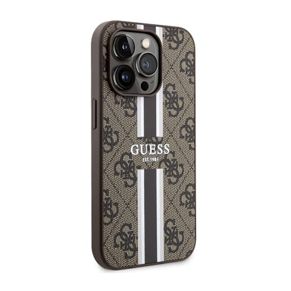 Guess 4G Printed Stripes MagSafe - iPhone 14 Pro etui (brun)