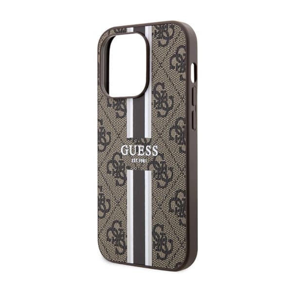 Guess 4G Printed Stripes MagSafe - iPhone 14 Pro etui (brun)