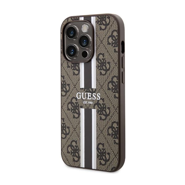 Guess 4G Printed Stripes MagSafe - iPhone 14 Pro etui (brun)
