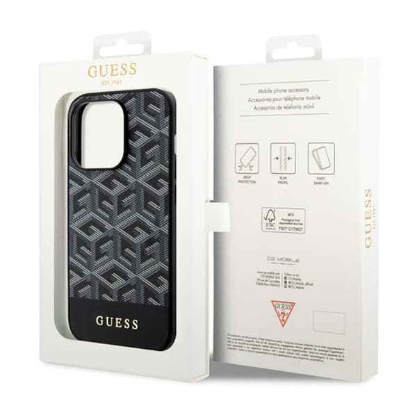 Guess GCube Stripes MagSafe - iPhone 14 Pro etui (sort)