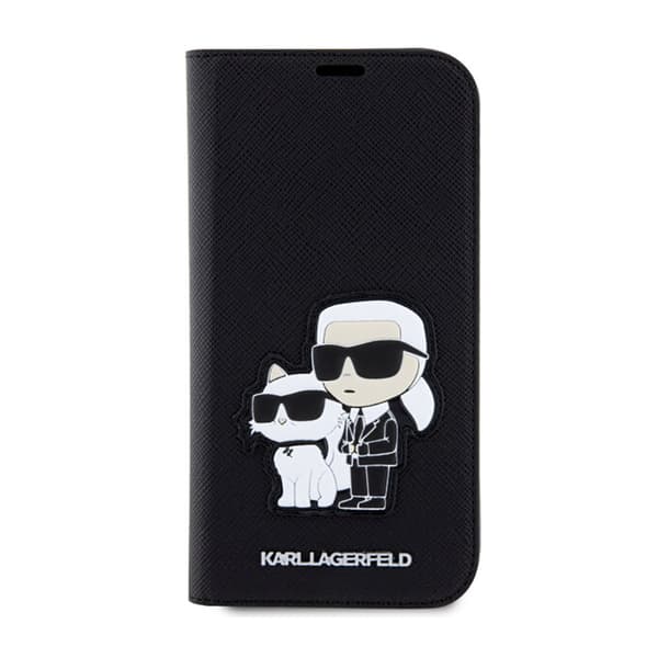 Karl Lagerfeld Booktype NFT Saffiano Karl & Choupette - iPhone 14 Pro-fodral (svart)