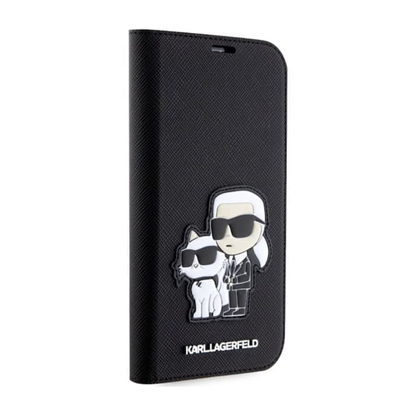 Karl Lagerfeld Booktype NFT Saffiano Karl & Choupette - iPhone 14 Pro-fodral (svart)