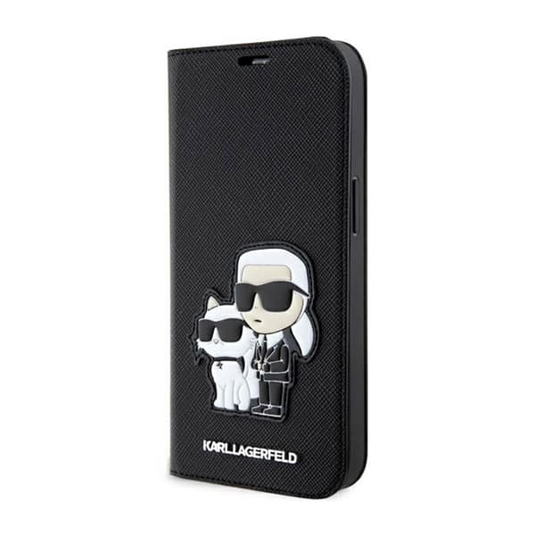 Karl Lagerfeld Booktype NFT Saffiano Karl & Choupette - iPhone 14 Pro-fodral (svart)