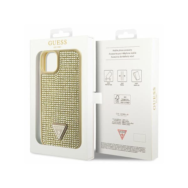 Guess Rhinestone Triangle - iPhone 14 cover (guld)