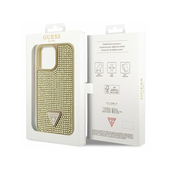 Guess Rhinestone Triangle - iPhone 14 Pro Max -kotelo (kulta)