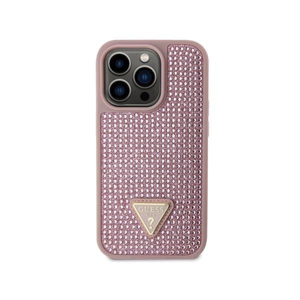 Guess Rhinestone Triangle - iPhone 14 Pro-cover (Pink)