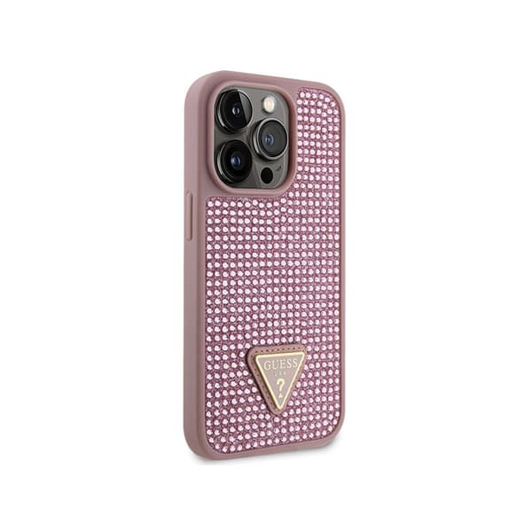 Guess Rhinestone Triangle - iPhone 14 Pro-cover (Pink)