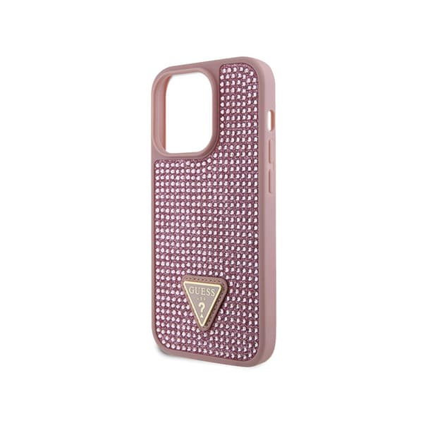 Guess Rhinestone Triangle - iPhone 14 Pro-cover (Pink)