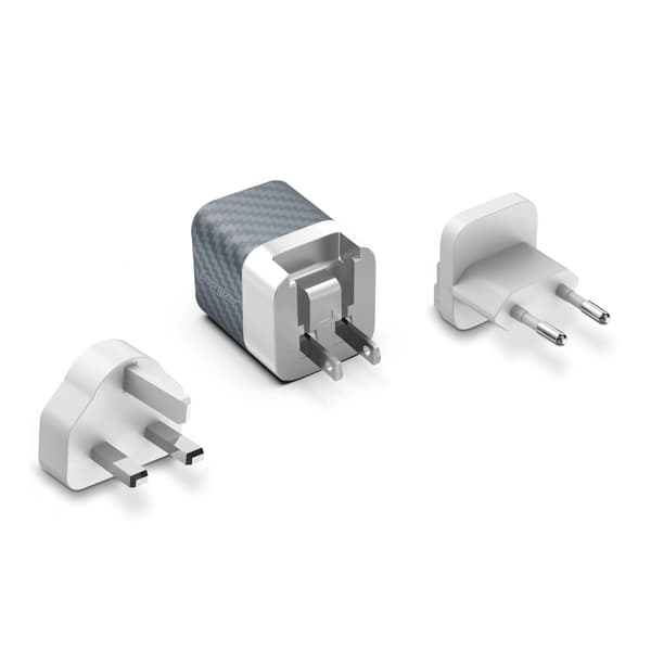 Energizer Ultimate - Multiplug EU / UK / US GaN USB-C & USB-A 38W PD + QC3.0 vægoplader (sølv)