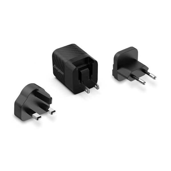 Energizer Ultimate - Multiplug EU / UK / US GaN USB-C 20W PD vægoplader (sort)