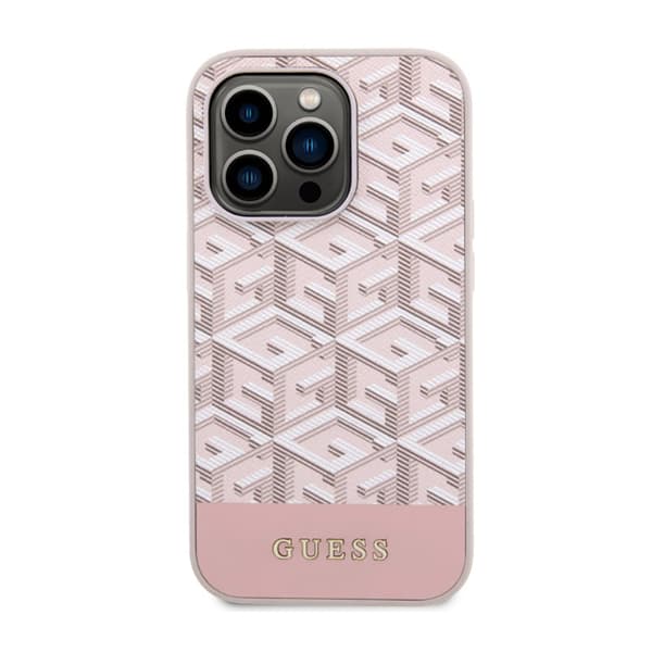 Guess GCube Stripes MagSafe - iPhone 14 Pro-cover (Pink)