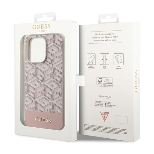 Guess GCube Stripes MagSafe - iPhone 14 Pro-cover (Pink)