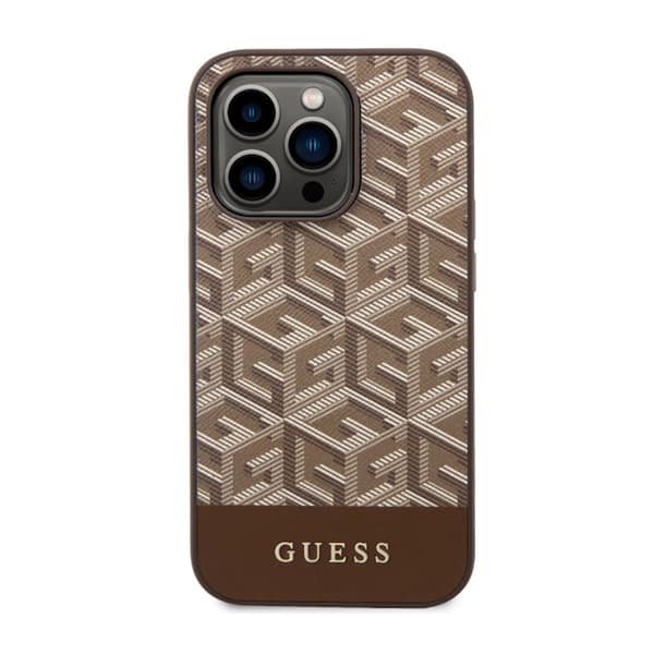 Guess GCube Stripes MagSafe - iPhone 14 Pro etui (brun)