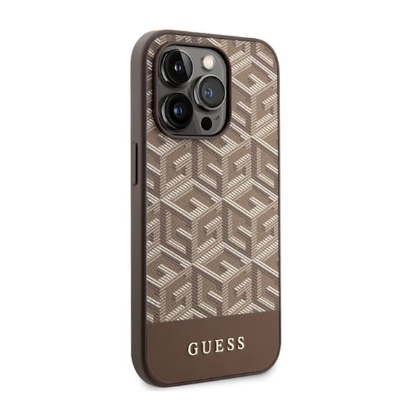 Guess GCube Stripes MagSafe - iPhone 14 Pro etui (brun)