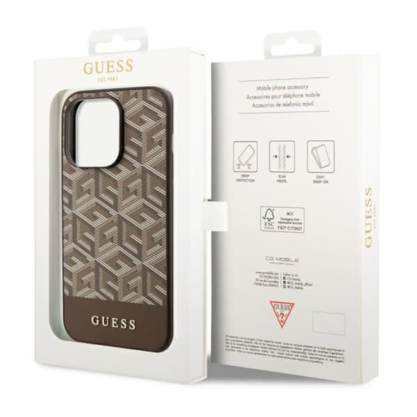 Guess GCube Stripes MagSafe - iPhone 14 Pro etui (brun)