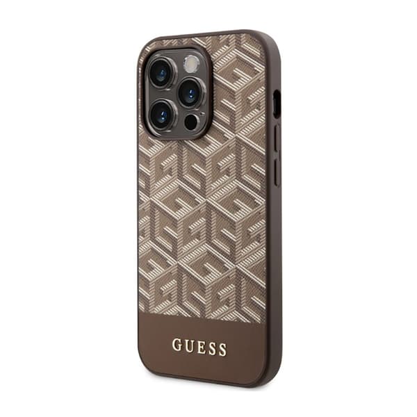 Guess GCube Stripes MagSafe - iPhone 14 Pro etui (brun)