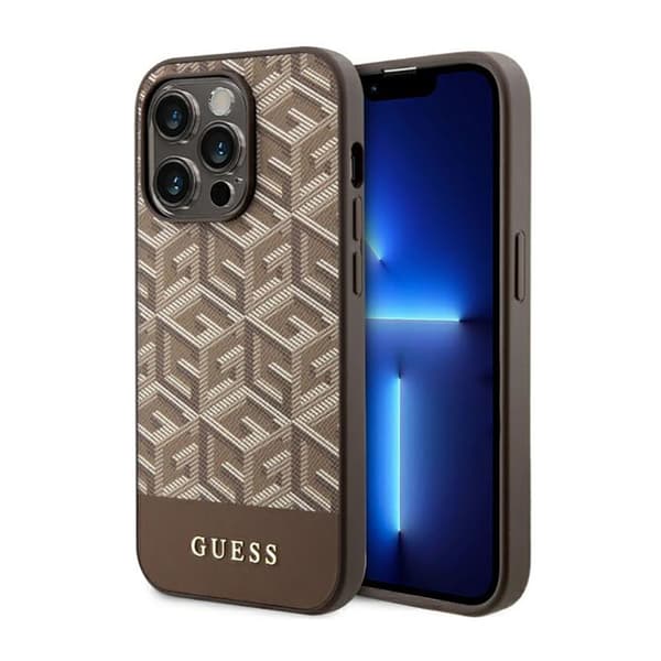 Guess GCube Stripes MagSafe - iPhone 14 Pro etui (brun)