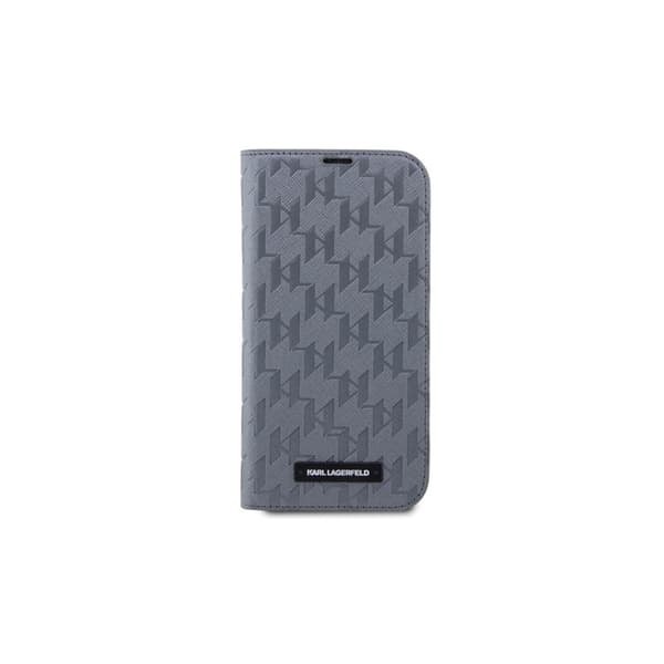 Karl Lagerfeld Booktype Saffiano Monogram - iPhone 14 Pro etui (sølv)