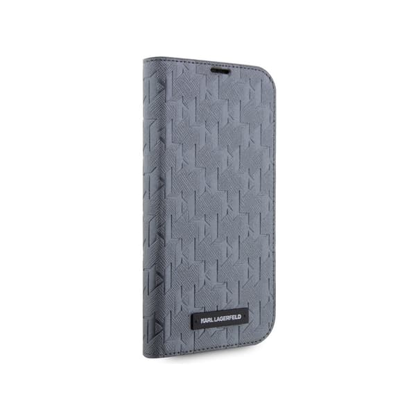 Karl Lagerfeld Booktype Saffiano Monogram - iPhone 14 Pro etui (sølv)