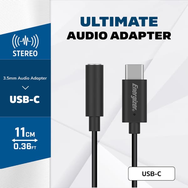 Energizer Ultimate - USB-C til 3,5 mm jack-lydadapter 11 cm (sort)