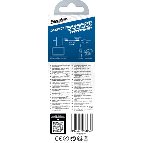 Energizer Ultimate - USB-C til 3,5 mm jack-lydadapter 11 cm (sort)