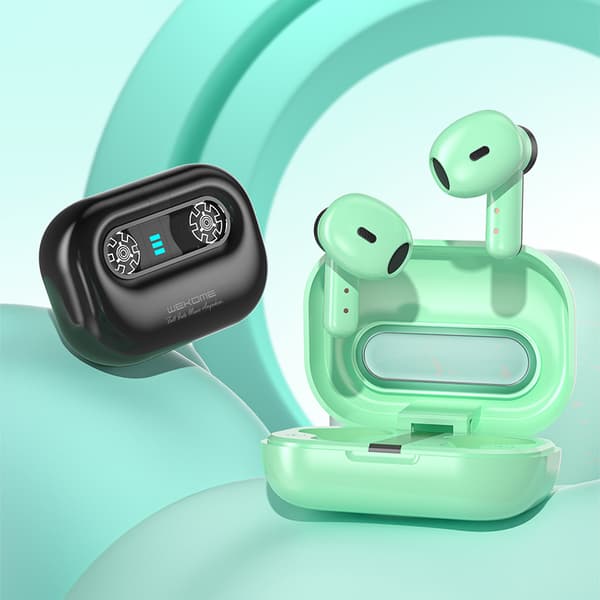 WEKOME VA06 Vanguard Series - V5.2 TWS Trådløse Bluetooth-øretelefoner med opladningsetui (grøn)