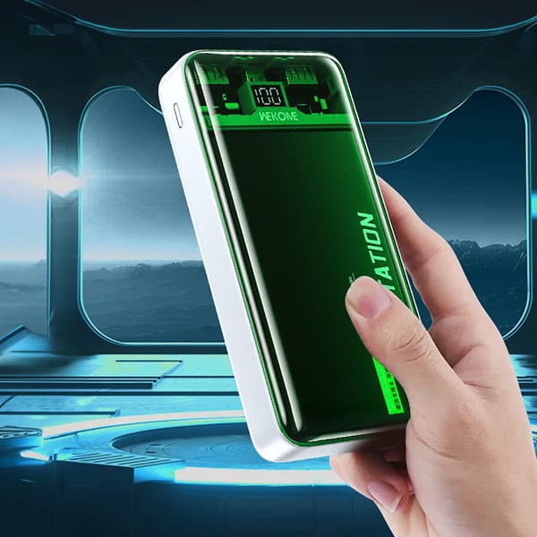 WEKOME WP-353 Vanguard-serien - Powerbank 10000 mAh PD 20W + QC 22,5W (grøn/gennemsigtig)