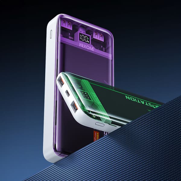 WEKOME WP-353 Vanguard-serien - Powerbank 10000 mAh PD 20W + QC 22,5W (grøn/gennemsigtig)
