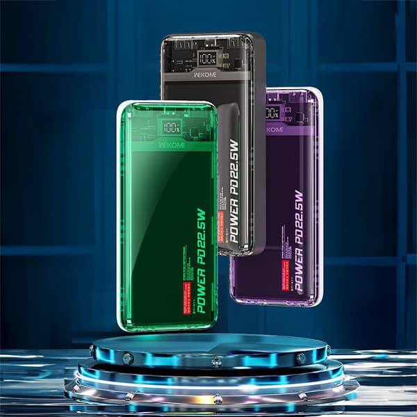 WEKOME WP-353 Vanguard-serien - Powerbank 10000 mAh PD 20W + QC 22,5W (grøn/gennemsigtig)