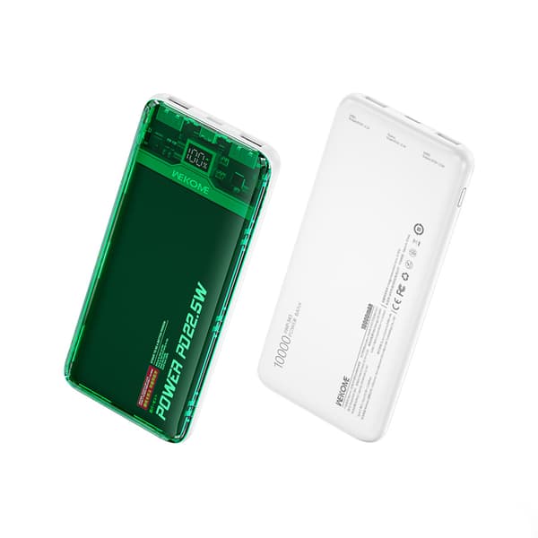 WEKOME WP-353 Vanguard-serien - Powerbank 10000 mAh PD 20W + QC 22,5W (grøn/gennemsigtig)
