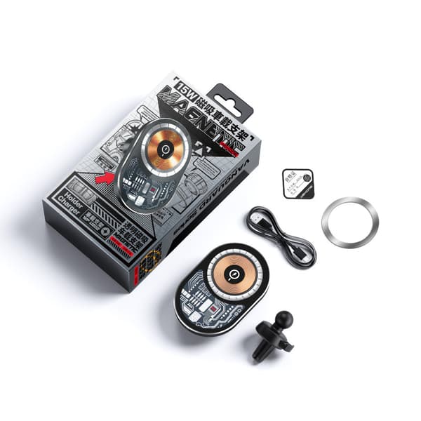 WEKOME WP-U202 Vanguard Series - Magneettinen autoteline 15 W langattomalla MagSafe-latauksella (musta)