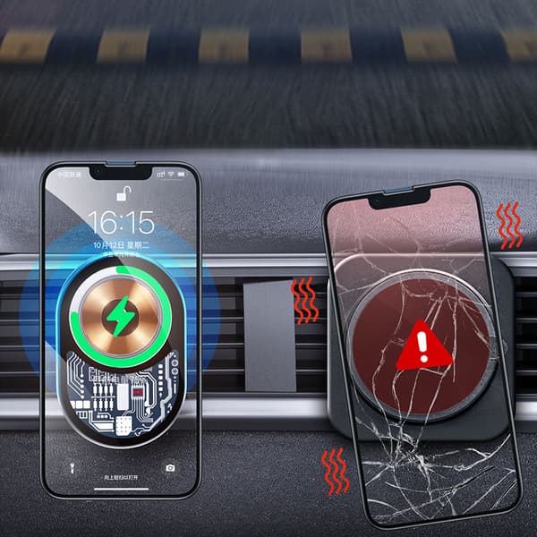 WEKOME WP-U202 Vanguard Series - Magneettinen autoteline 15 W langattomalla MagSafe-latauksella (musta)