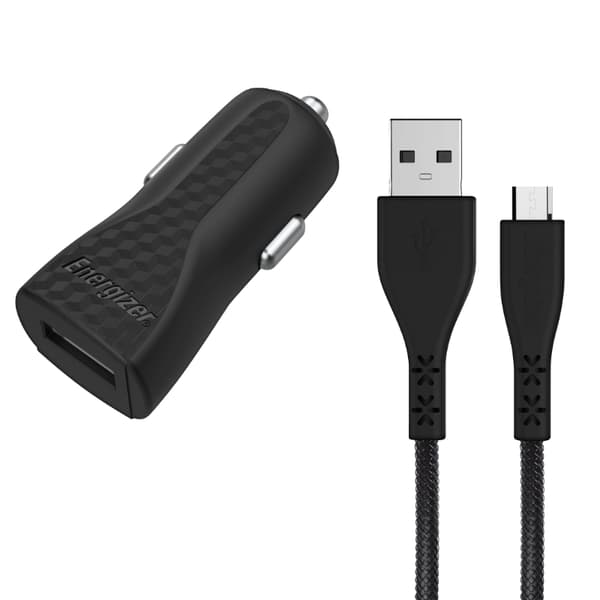 Energizer HardCase - USB-A 1A billaddare + Micro USB-kabel (svart) Svart