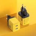 Miniatyrbillede 5 af 10: WEKOME WP-U128 - 2x USB-C superhurtig oplader GaN 40W vægoplader (gul)