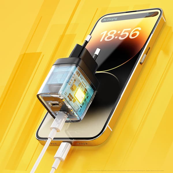 WEKOME WP-U128 - 2x USB-C superhurtig oplader GaN 40W vægoplader (gul)