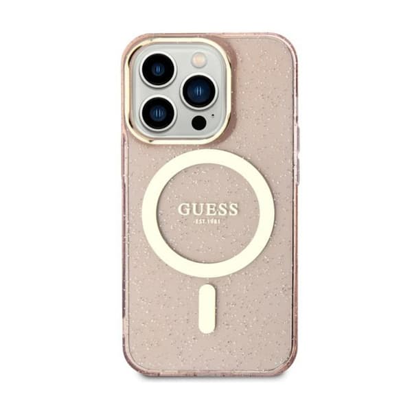 Guess Glitter Gold MagSafe - iPhone 11-fodral (rosa)