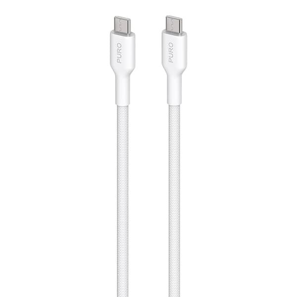 PURO-kangas - Vahva USB-C-USB-C-punottu kaapeli 1,2 m (valkoinen)
