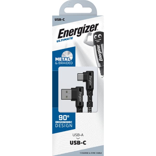 Energizer Ultimate - USB-A till USB-C spelkabel 90° 2m (svart)