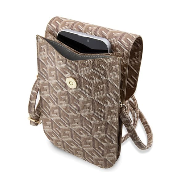 Guess GCube Stripe Phone Bag - Väska med smartphonefack (brun)