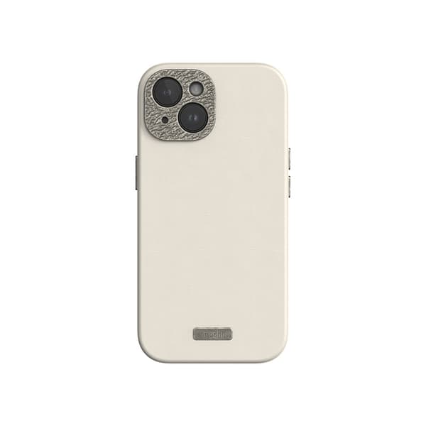 Moshi Napa MagSafe - iPhone 15 -nahkakotelo (munanvalkoinen)