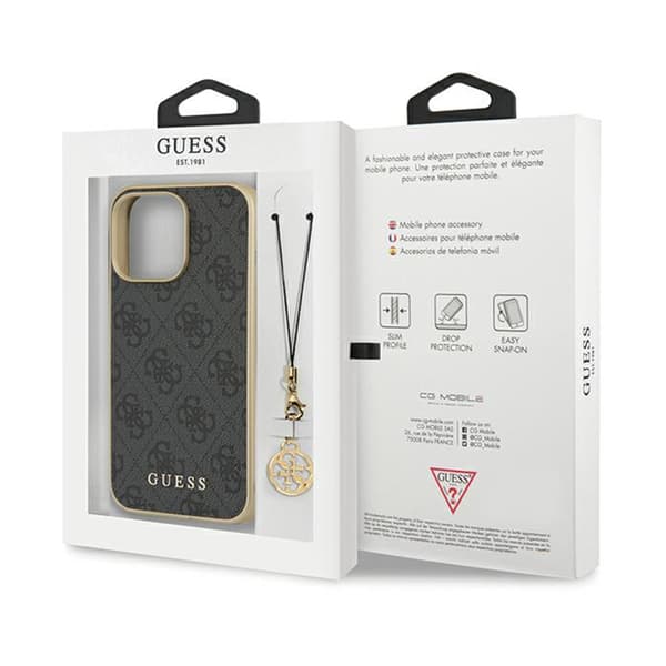 Guess 4G Charms Collection - iPhone 14 Pro Max -kotelo (harmaa)